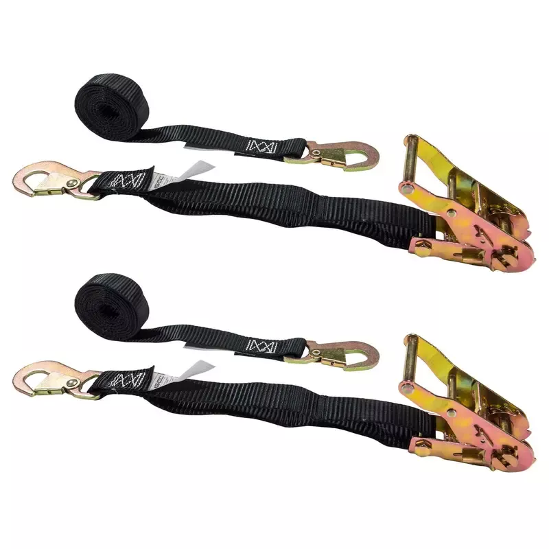 1 ” x 15 ’ Ratchet Strap w/ Flat Snap Hooks | 2-Pack