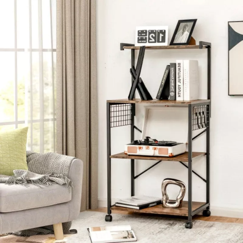 4-Tier Kitchen Bakers Rack on Wheels