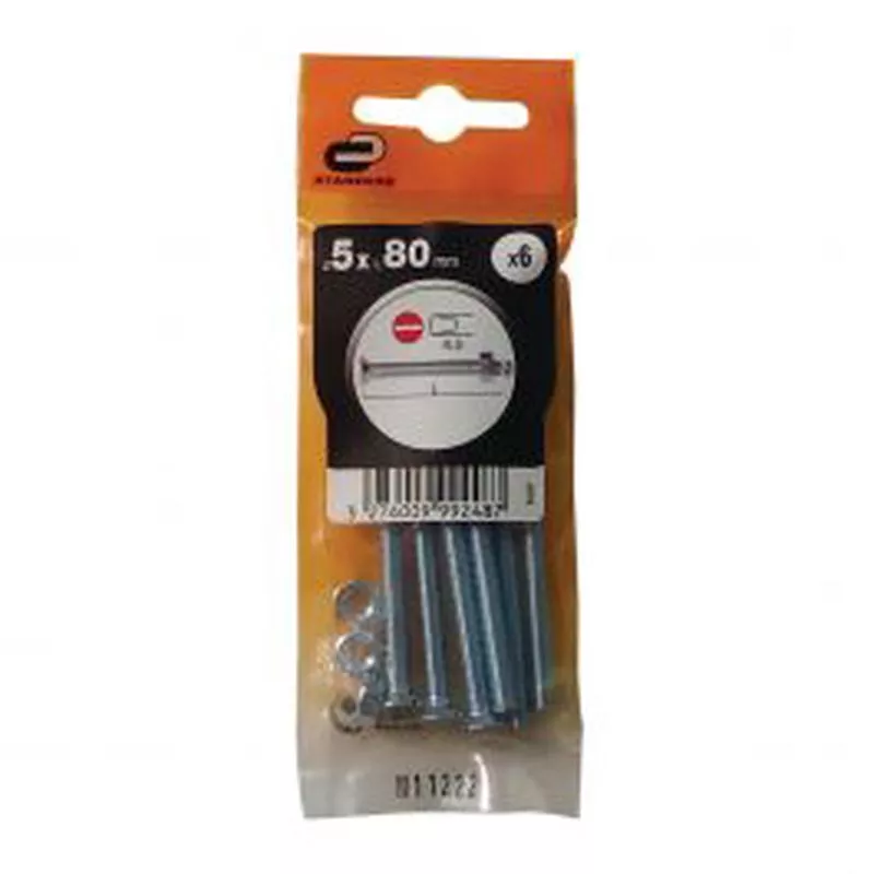 BOLT 5 X 80 MM COUNTERSUNK HEAD PH. NUT
