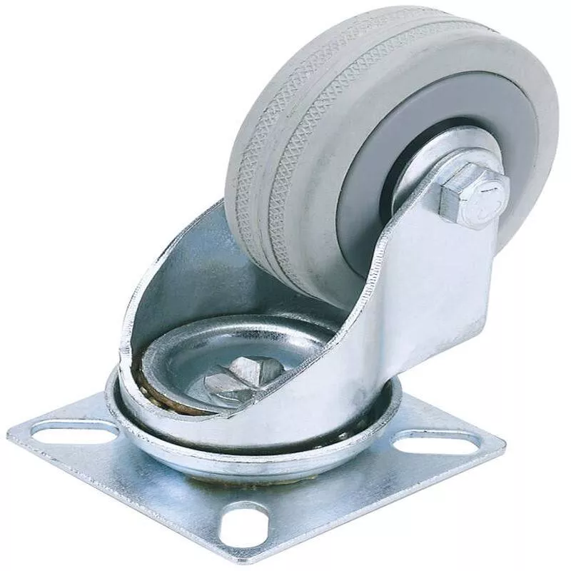 Draper 65473 Swivel Plate Fixing Rubber Castor, 75mm Diameter, S.W.L. 70kg