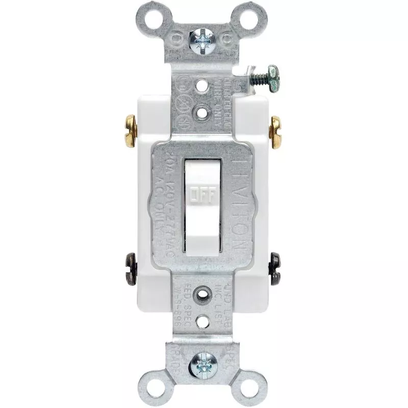 Leviton Toggle White 20A Grounded Quiet Double Pole Switch