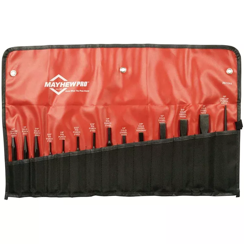 Mayhew 61044 14 Piece Pro Punch and Chisel Kit Set