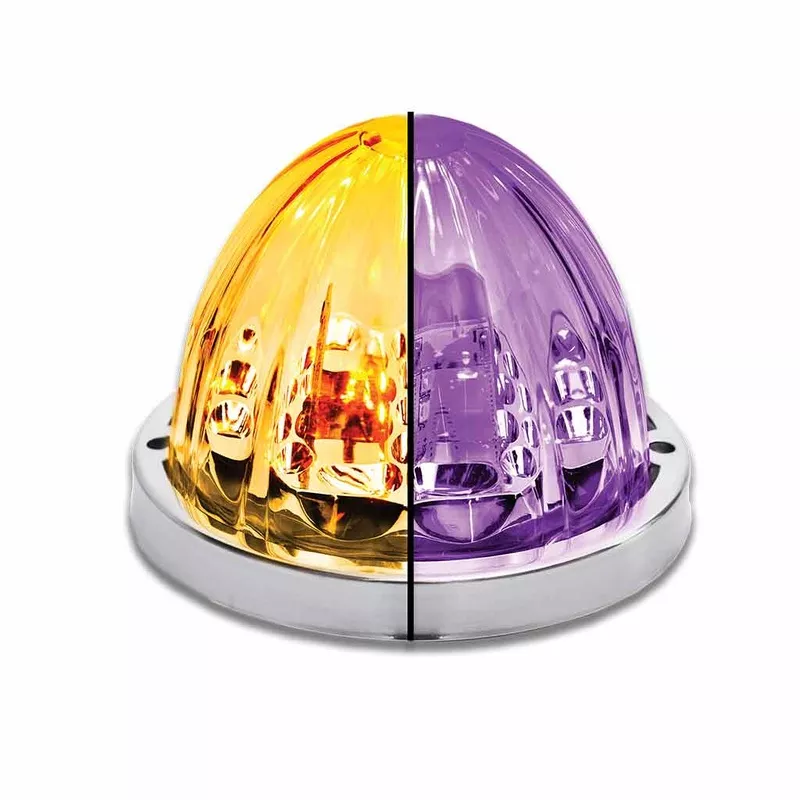 "Starburst" Dual Revolution Amber/Purple 19 diode watermelon-style LED turn signal/auxiliary light - CLEAR lens