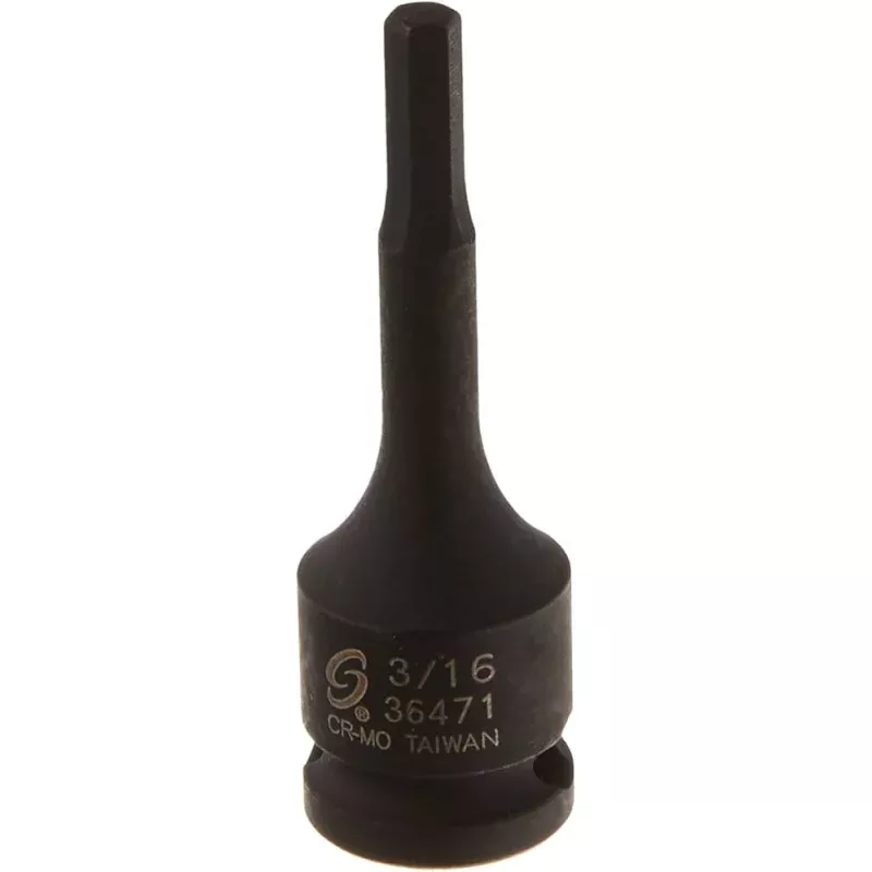 SUNEX TOOLS 3/8 DRIVE HEX DRIVER IMPACT SOCKET - 3/16 (36471)